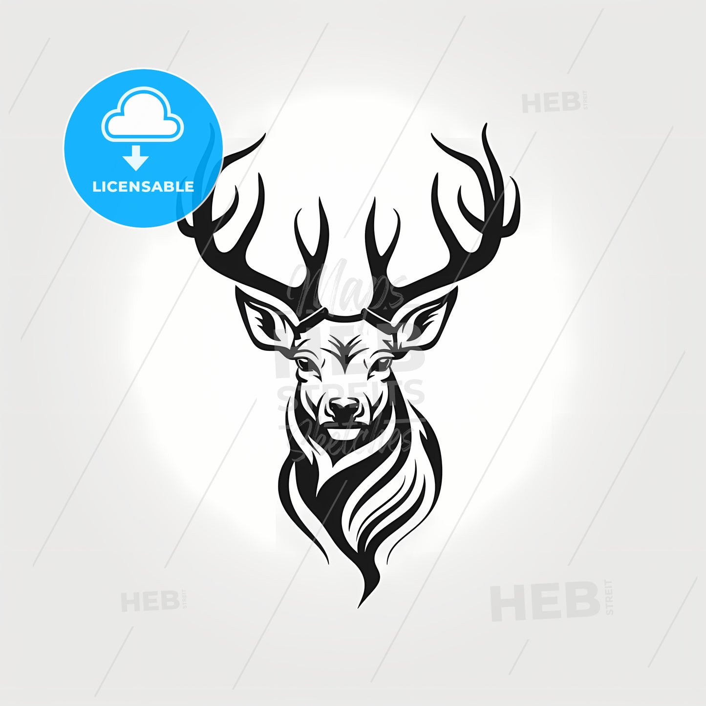 Black And White Image Of A Deer Head