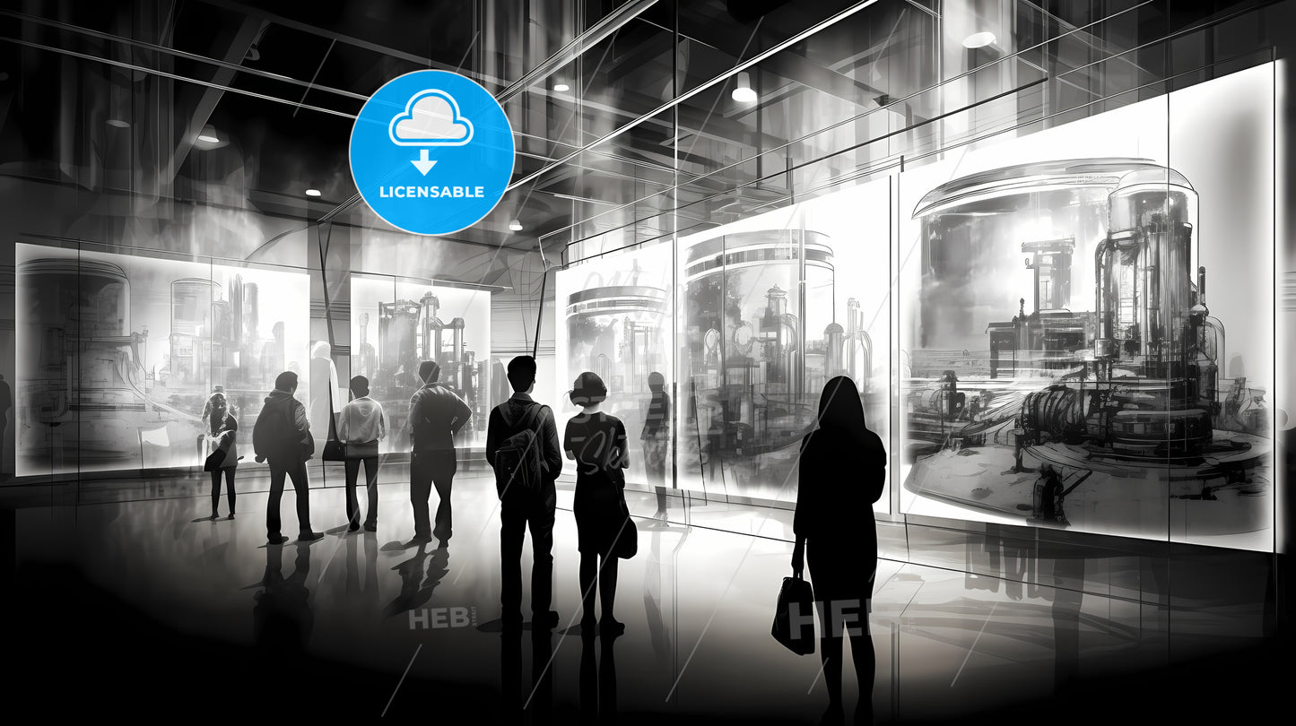 Group Of People Looking At A Large Display