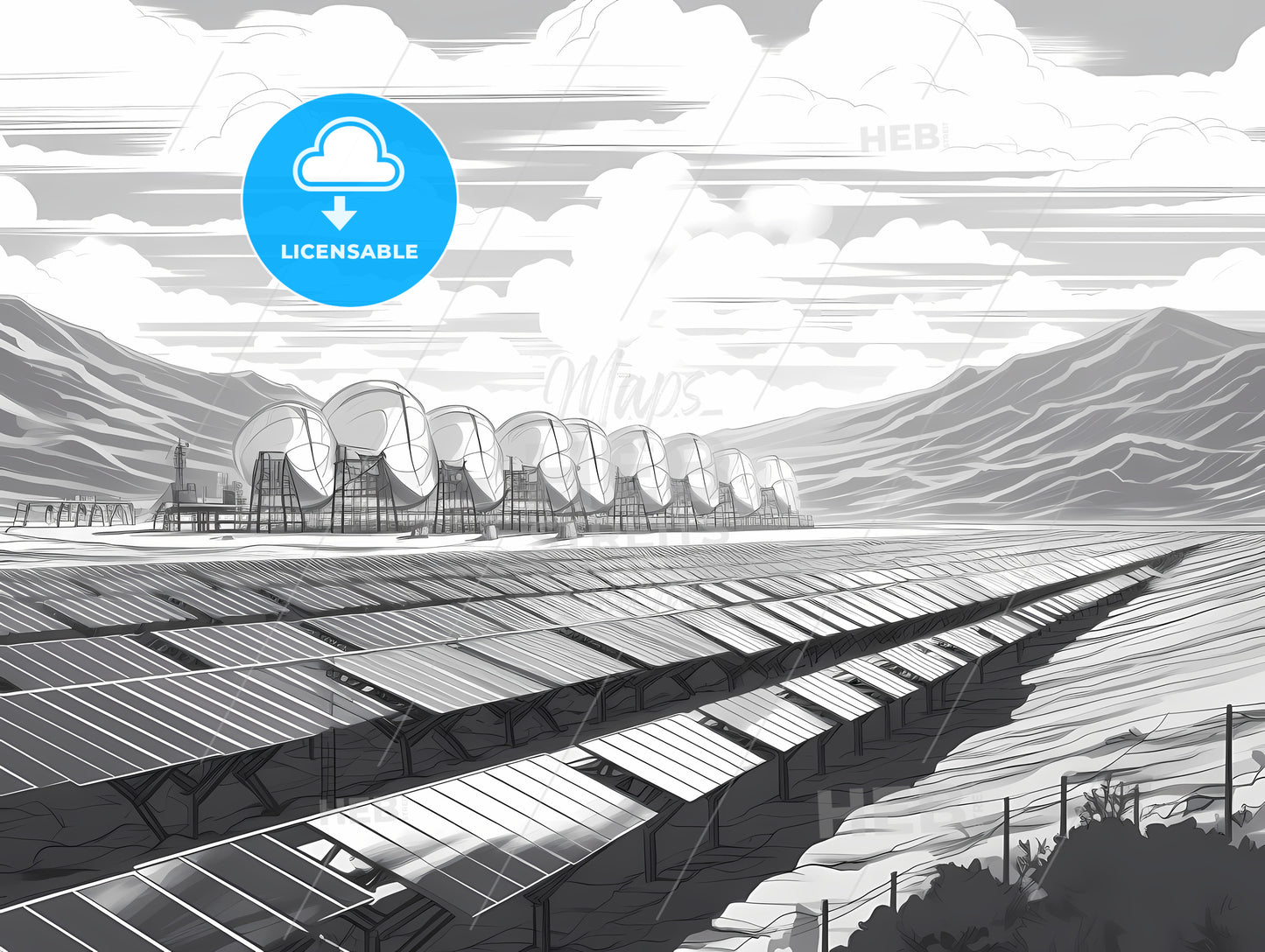 Black And White Image Of A Solar Panel