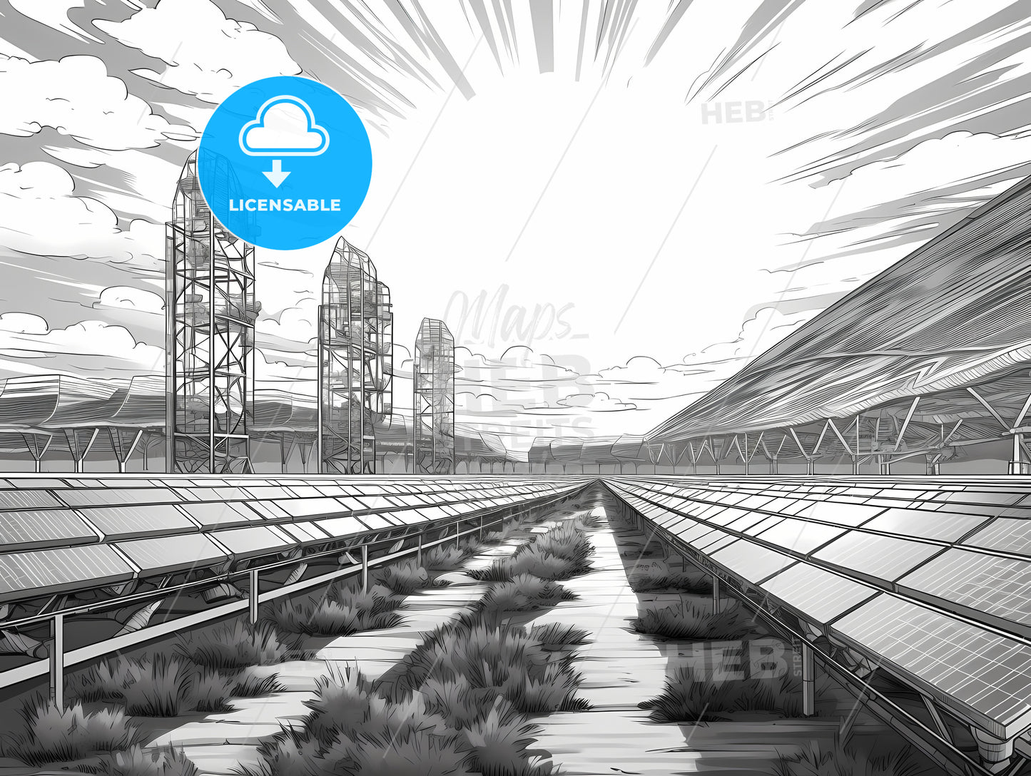 Solar Panels In A Field