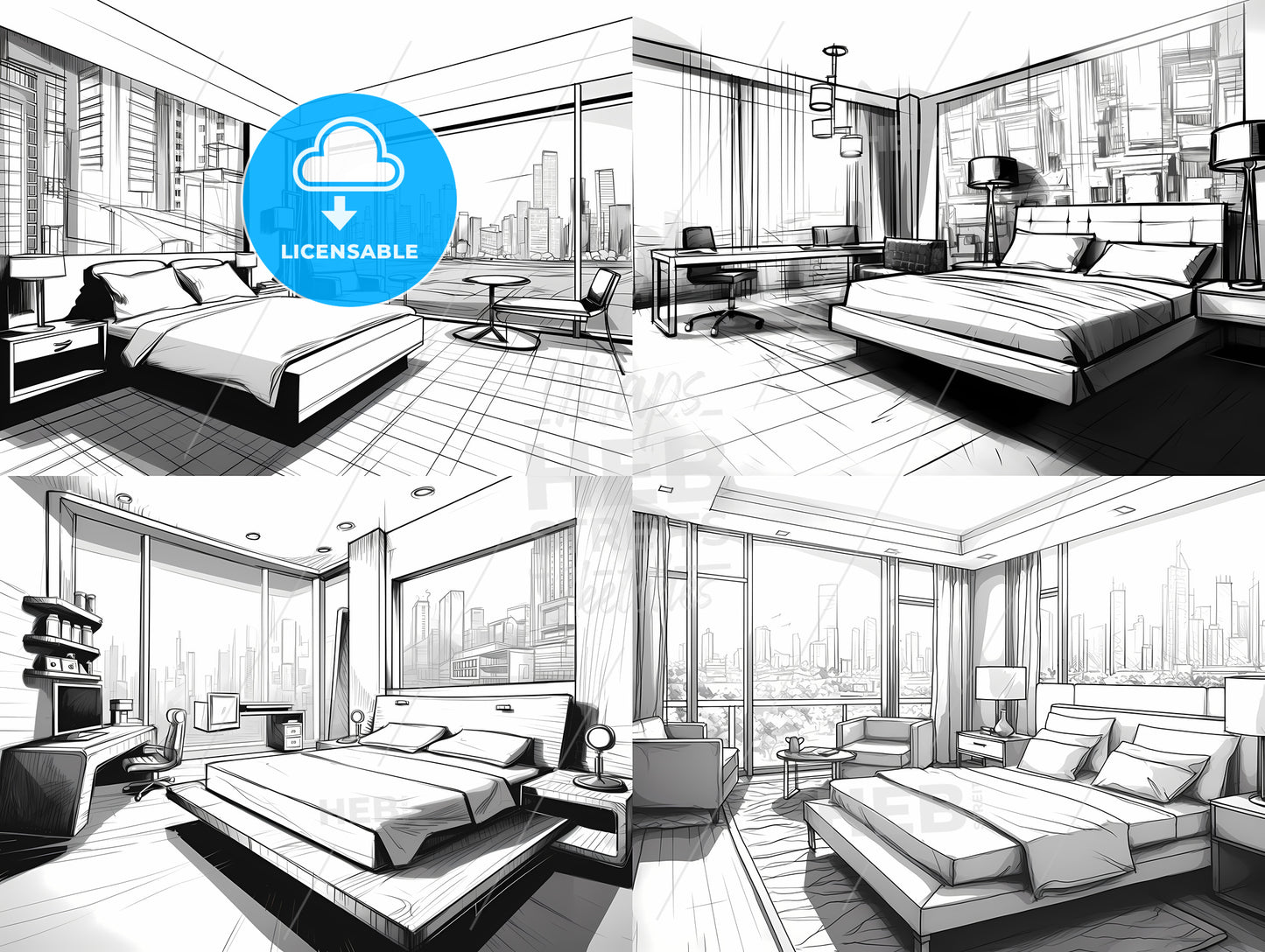 Collage Of Images Of A Hotel Room