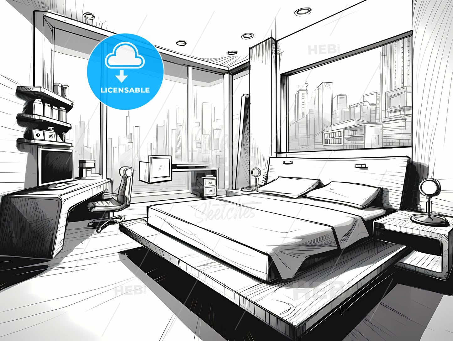 Drawing Of A Bedroom