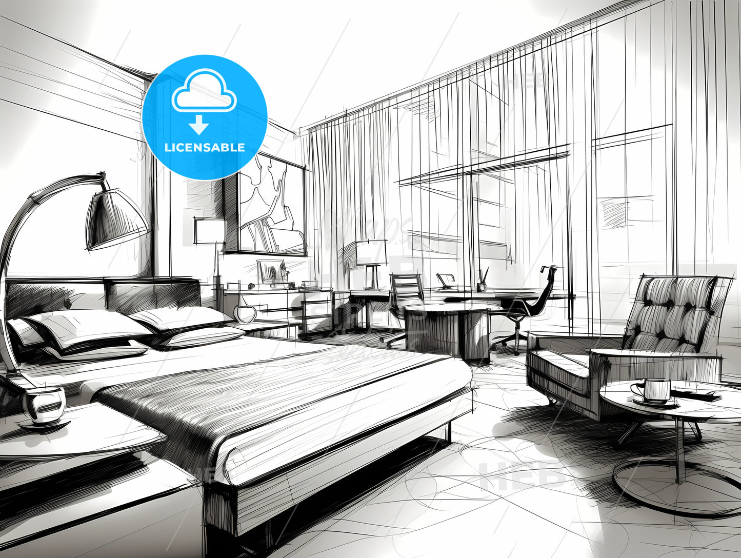 Drawing Of A Bedroom