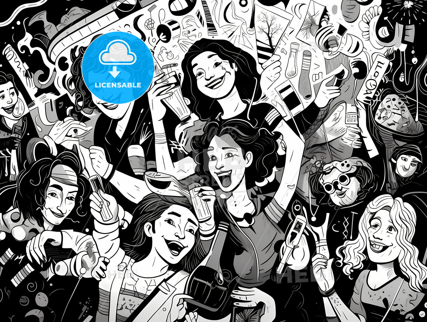 Group Of Women Holding Drinks