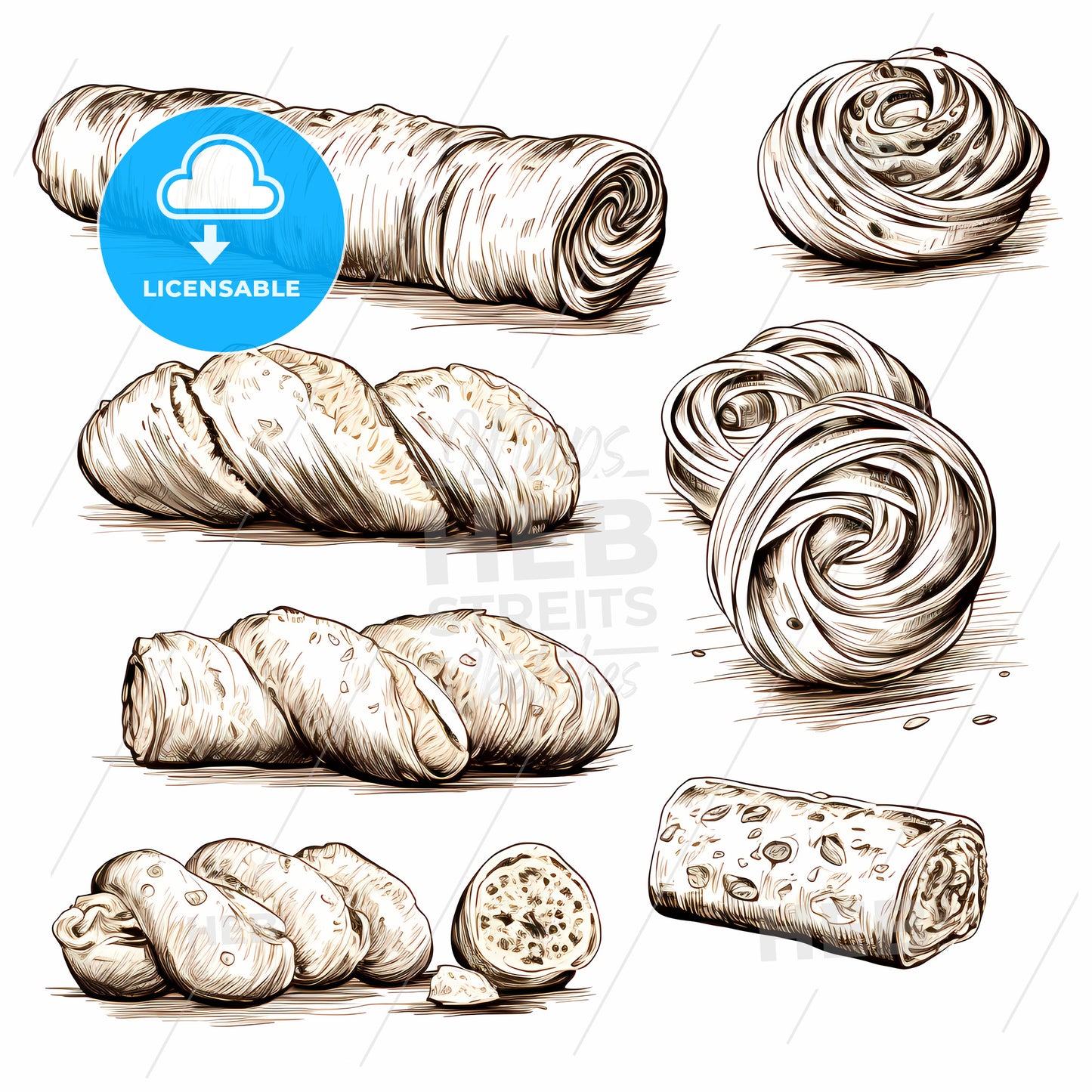 Group Of Different Types Of Pastries