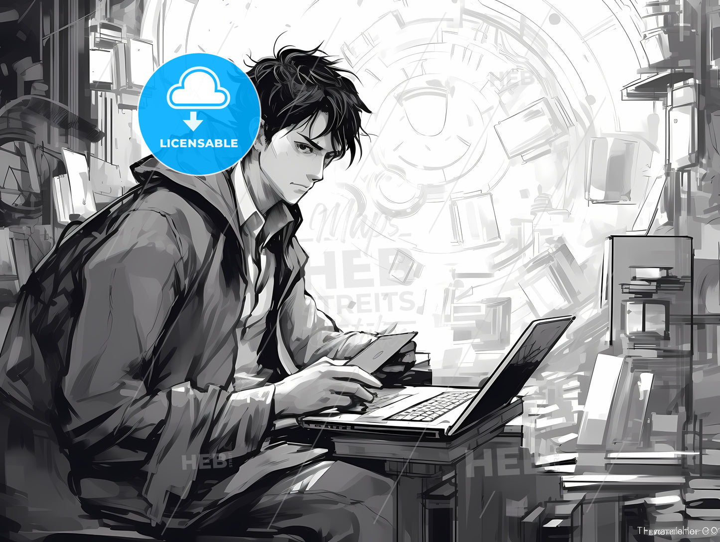 Man Sitting At A Desk With A Laptop