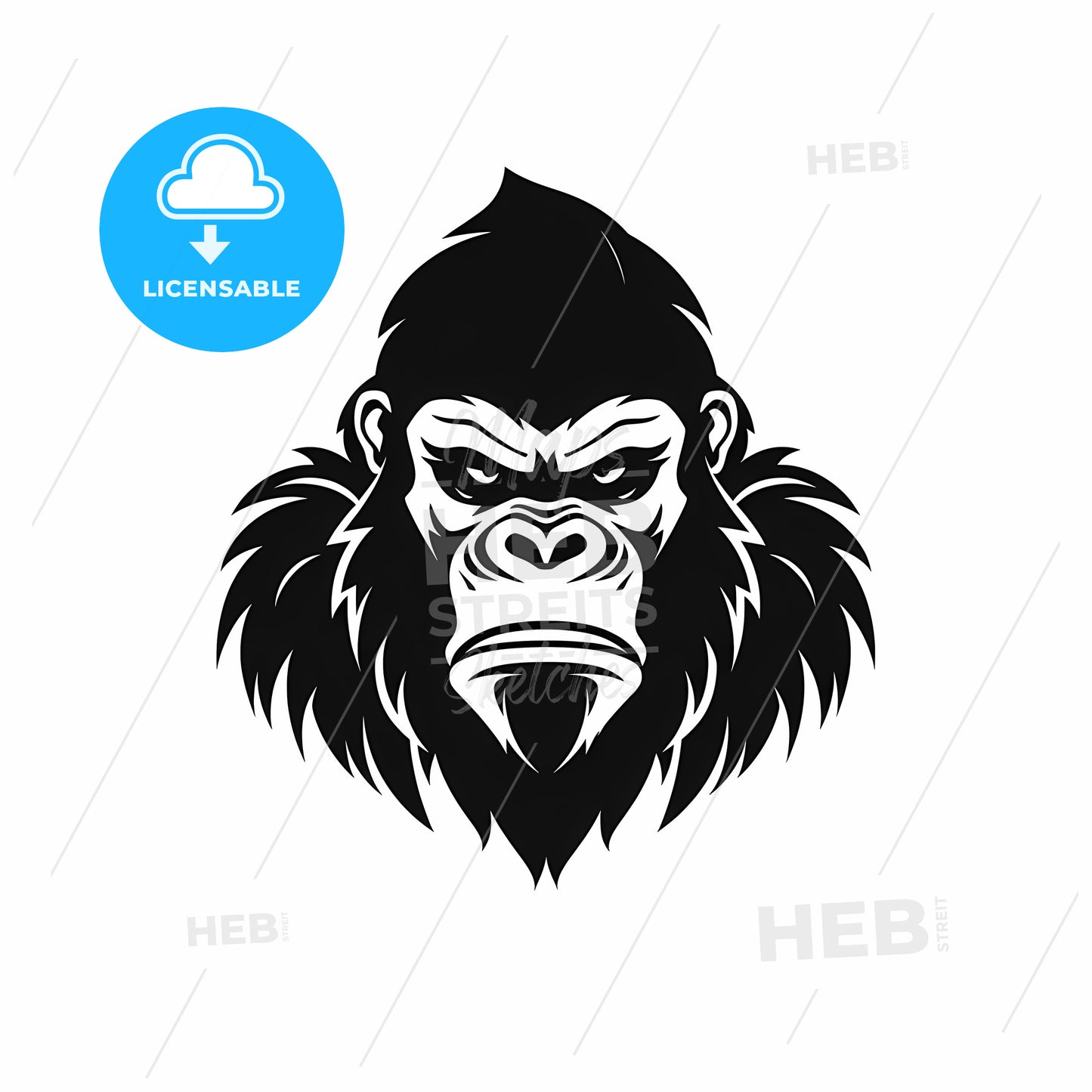 Black Gorilla Head With Long Hair