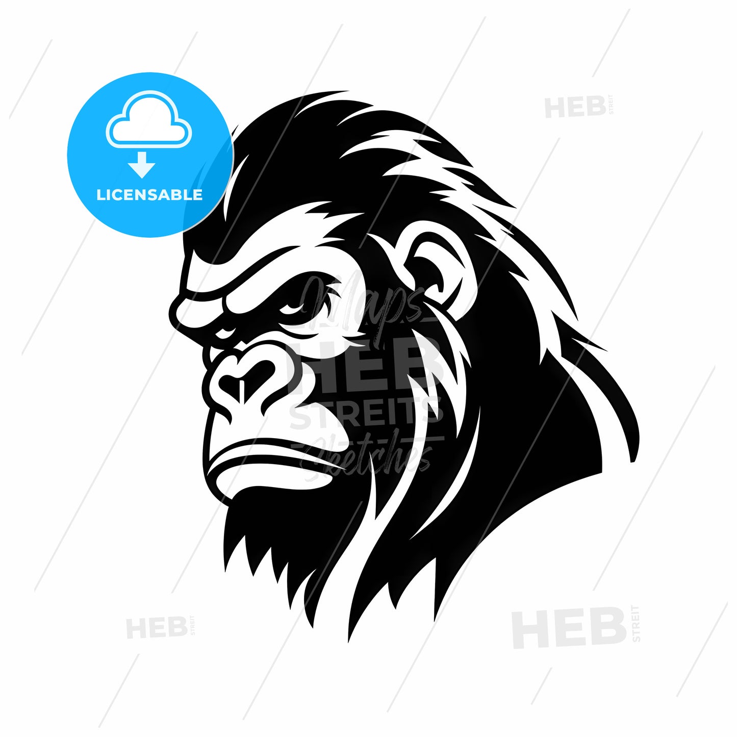 Black And White Gorilla Head