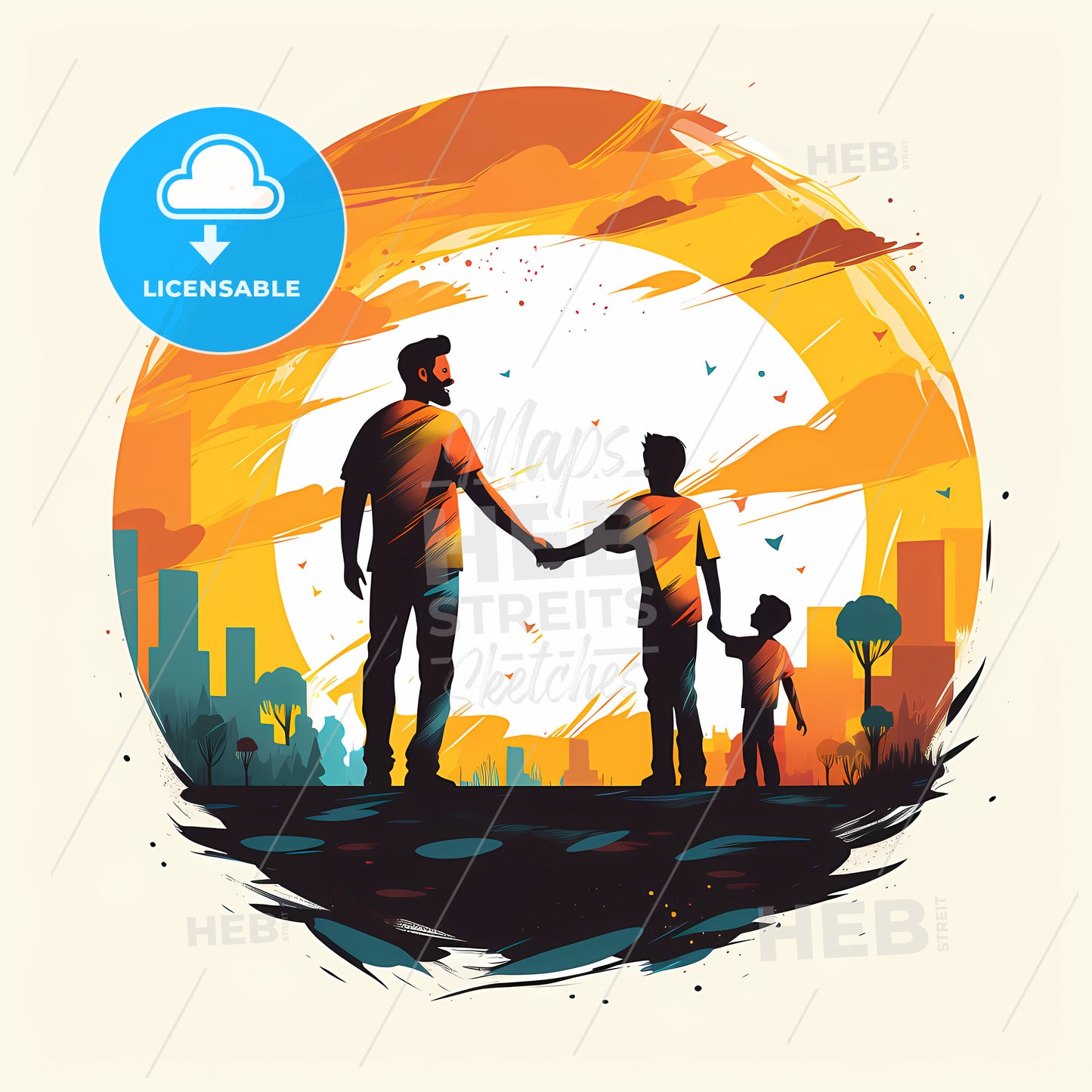 Man And Child Holding Hands