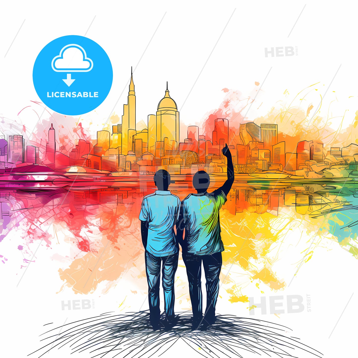 Two Men Looking At A City