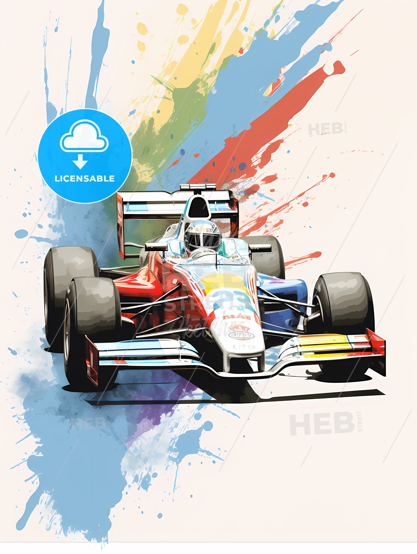 Race Car With Paint Splashes