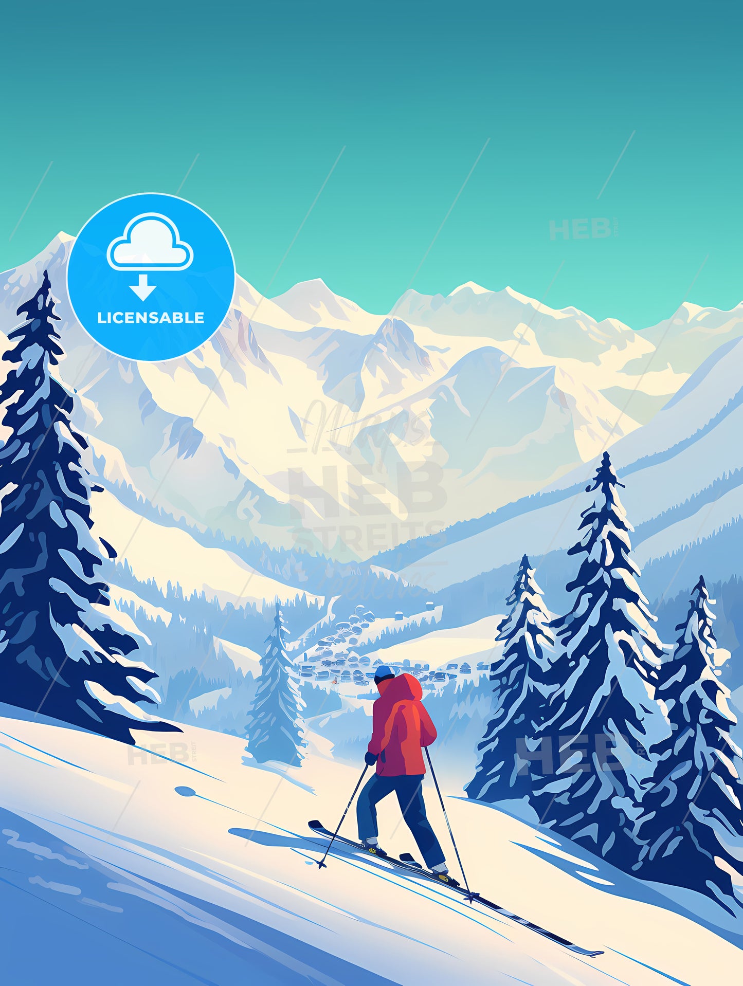 Person Skiing On A Snowy Mountain