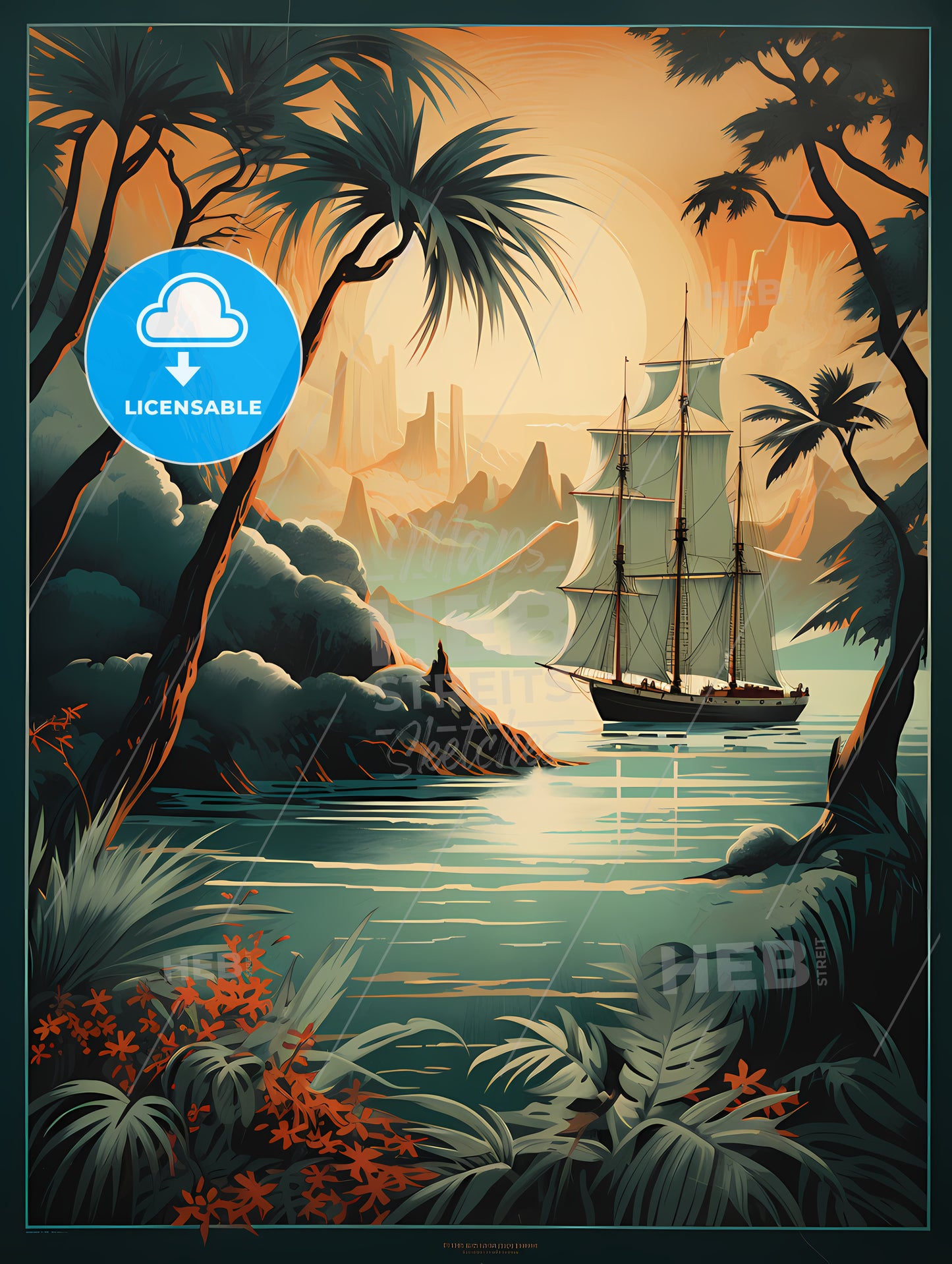 Poster Of A Sailboat In The Ocean