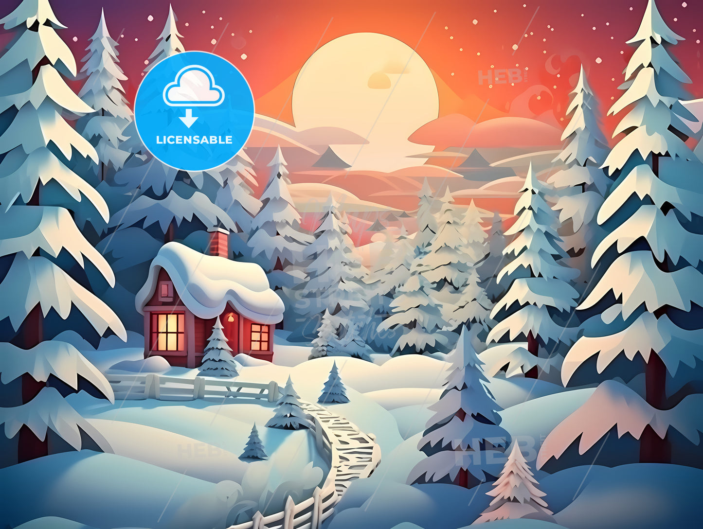 House In A Snowy Forest