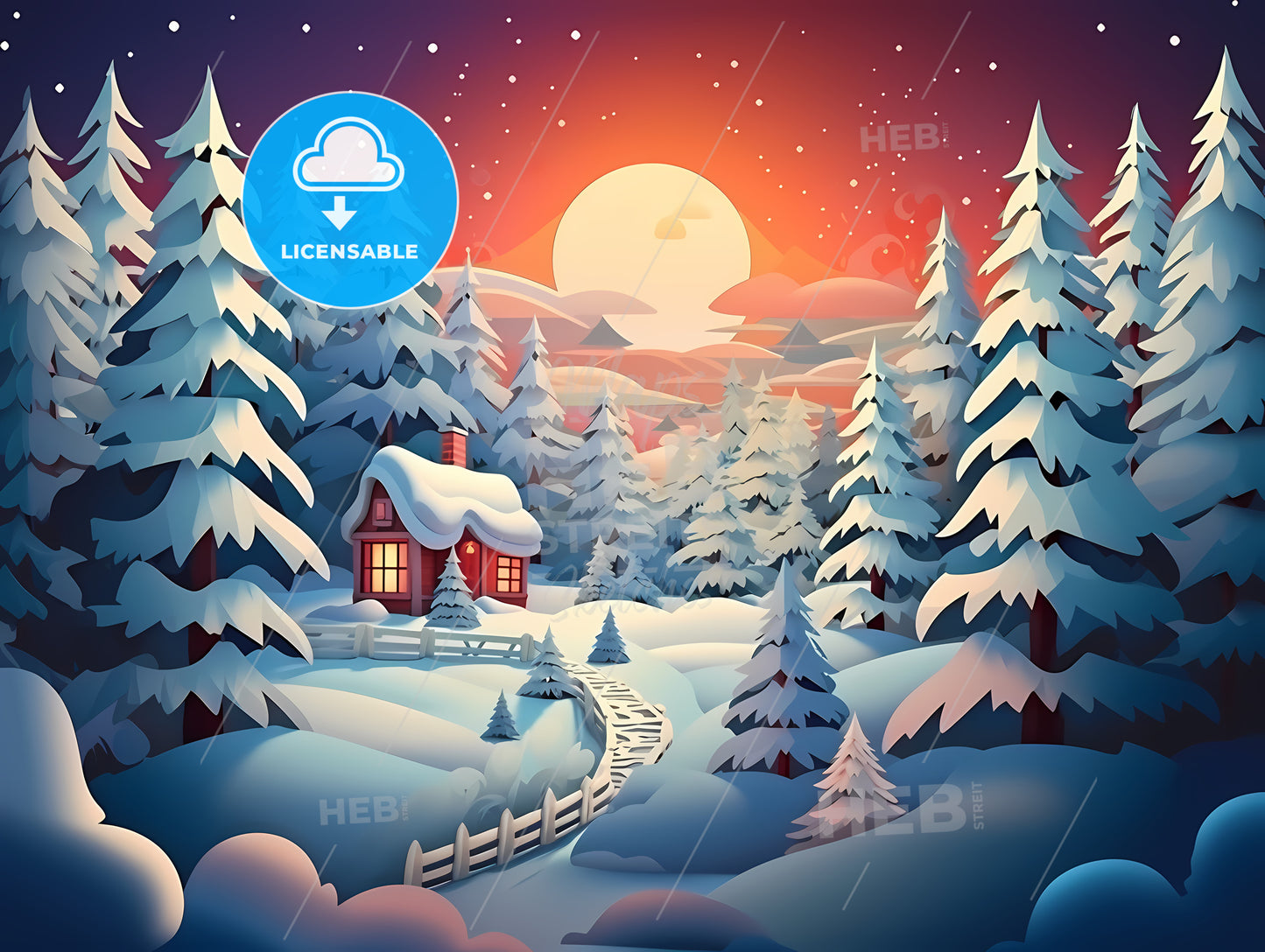 House In A Snowy Forest