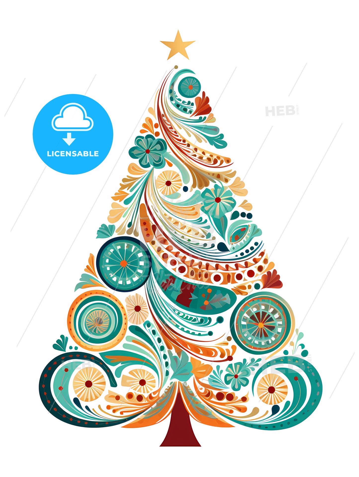 Colorful Tree With Swirls And Flowers