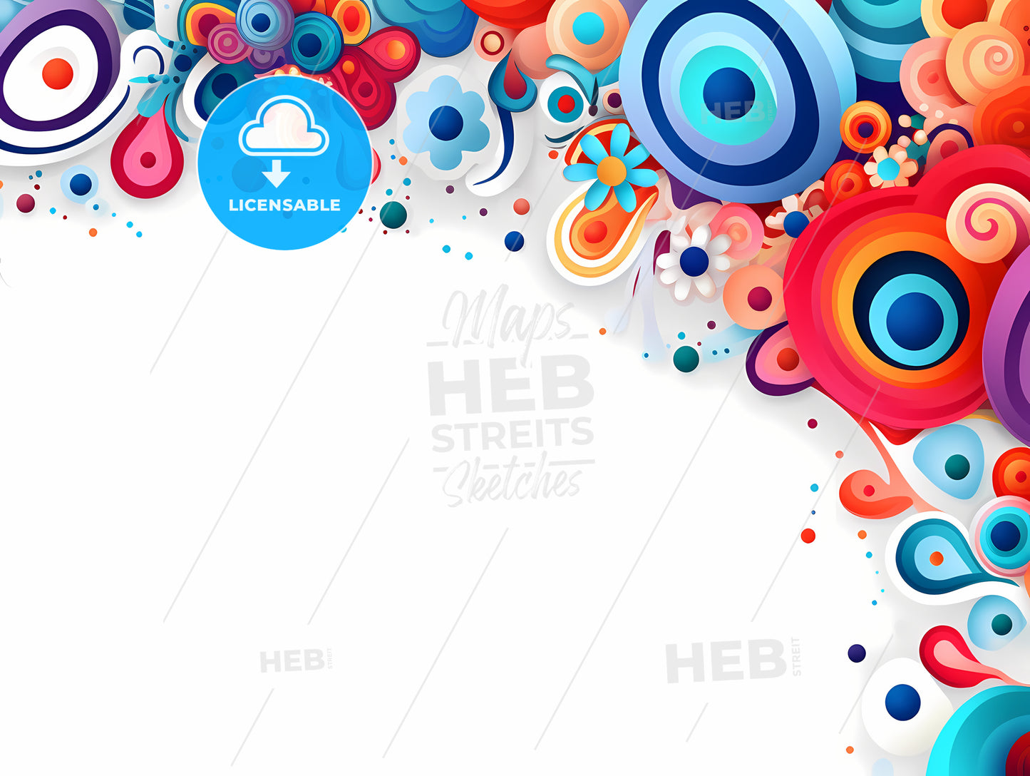 Colorful Design With Flowers And Circles