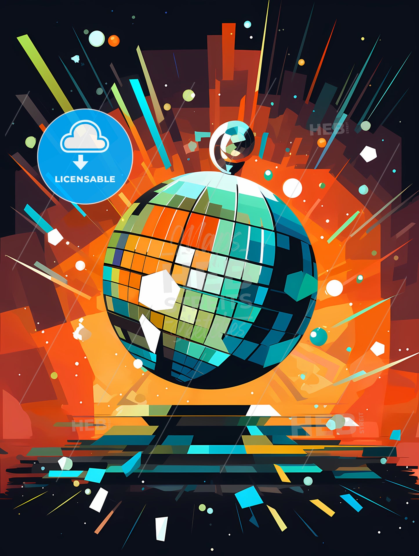 Disco Ball With Colorful Lights