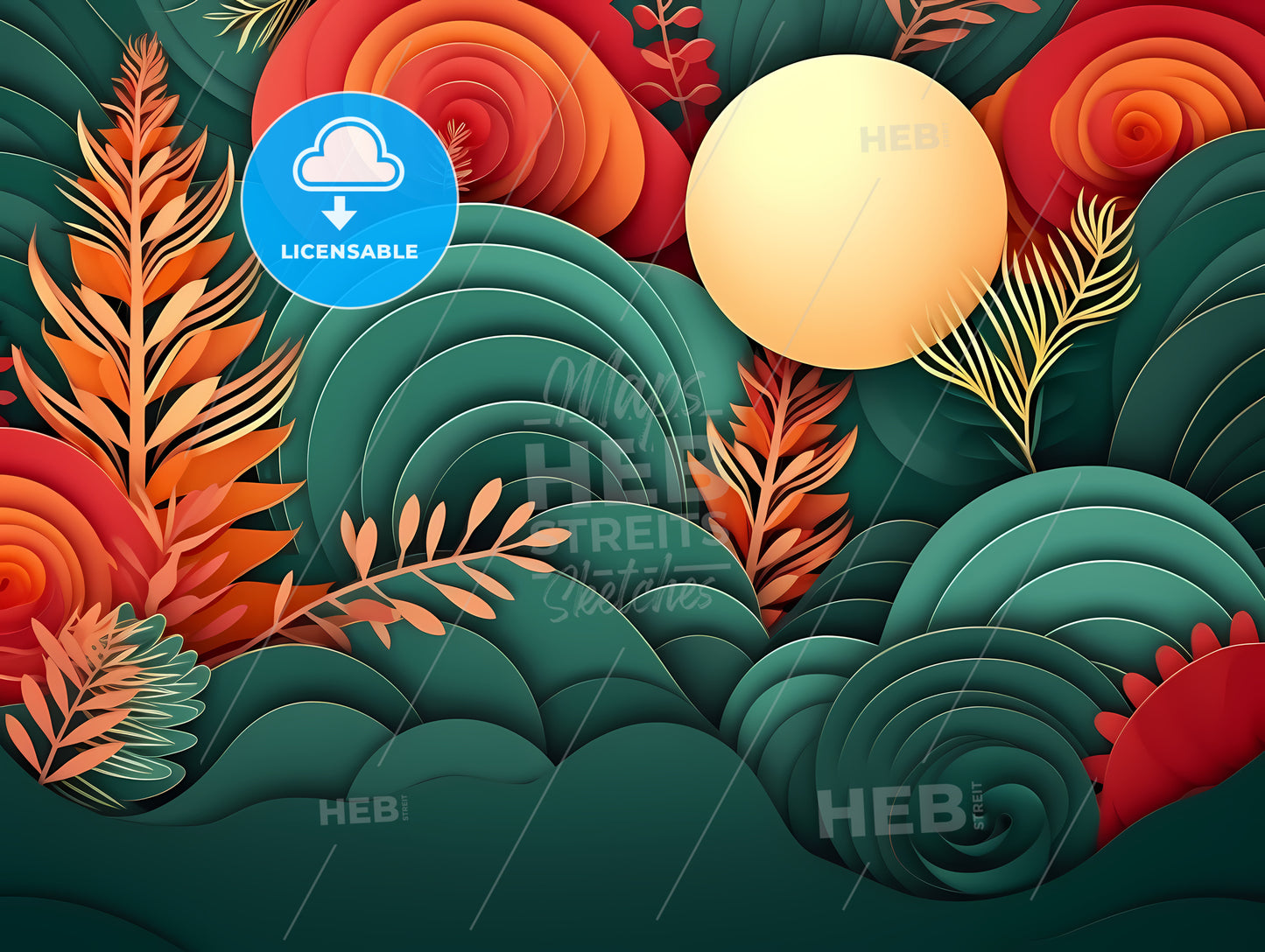 Paper Cut Out Of Flowers And Leaves