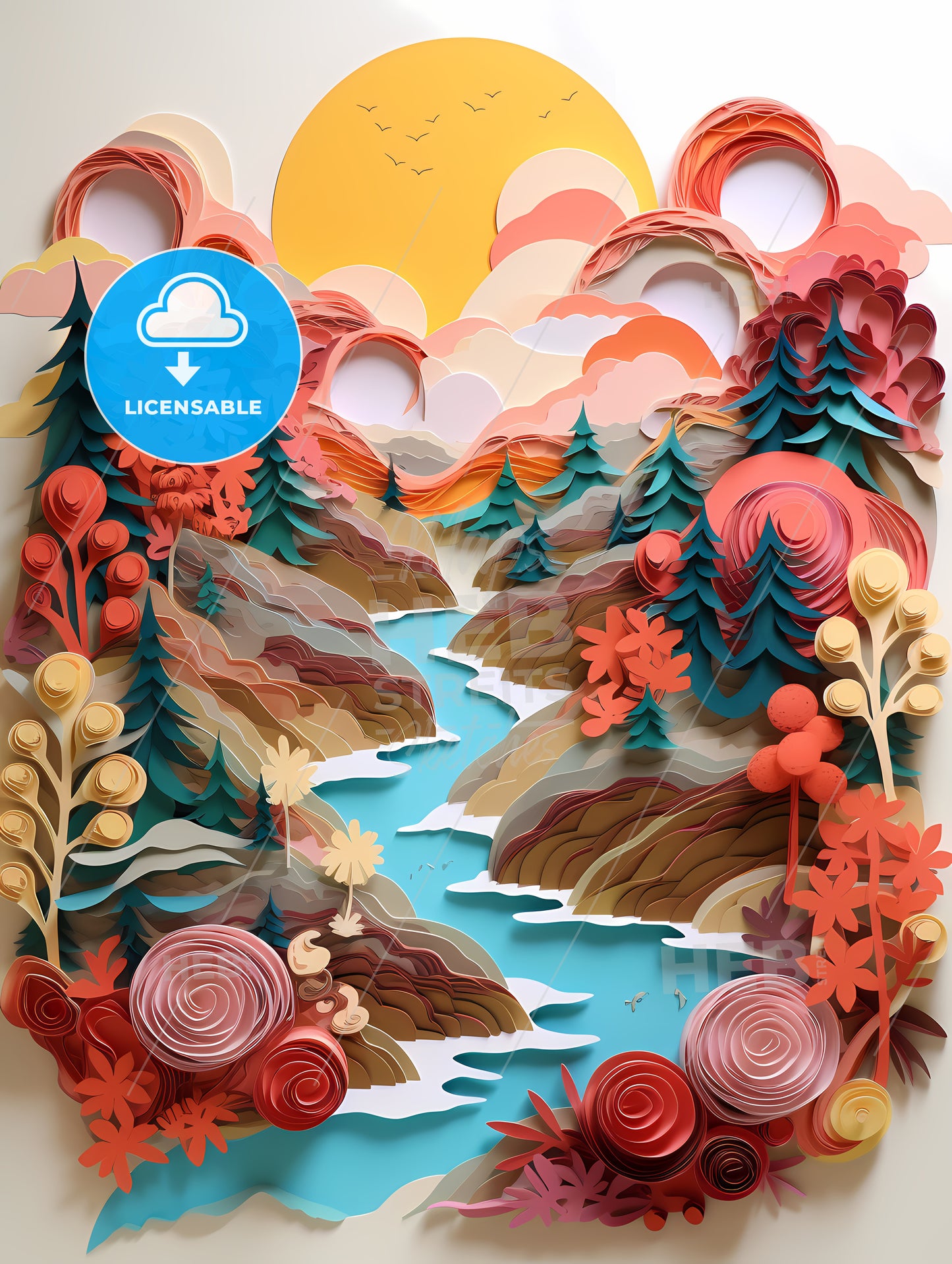 Paper Cut Out Of A Landscape