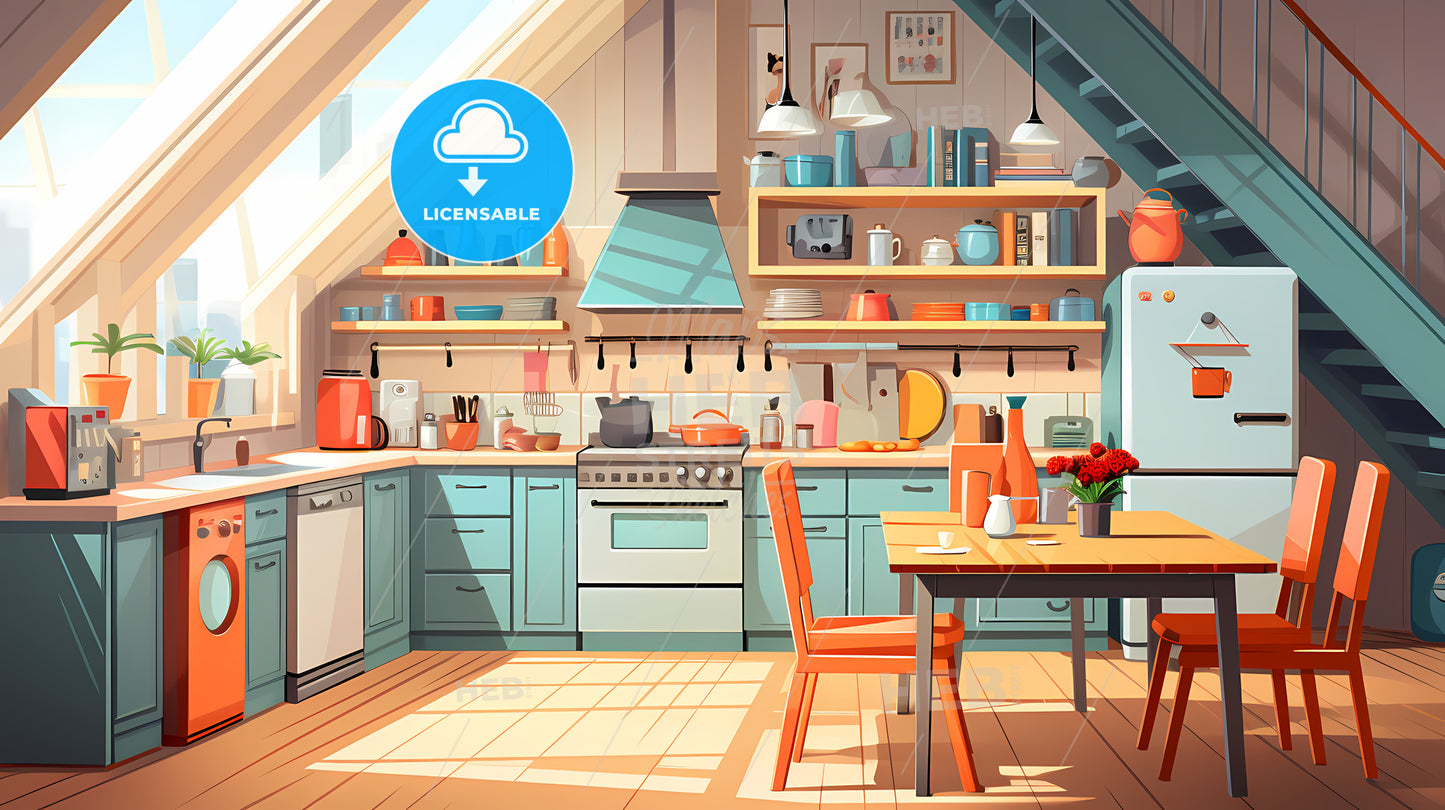 Kitchen With A Table And Chairs