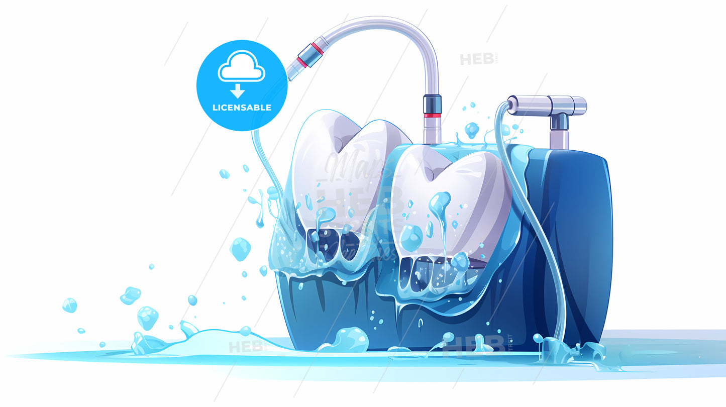 Cartoon Of A Tooth With Water Pouring Out Of It