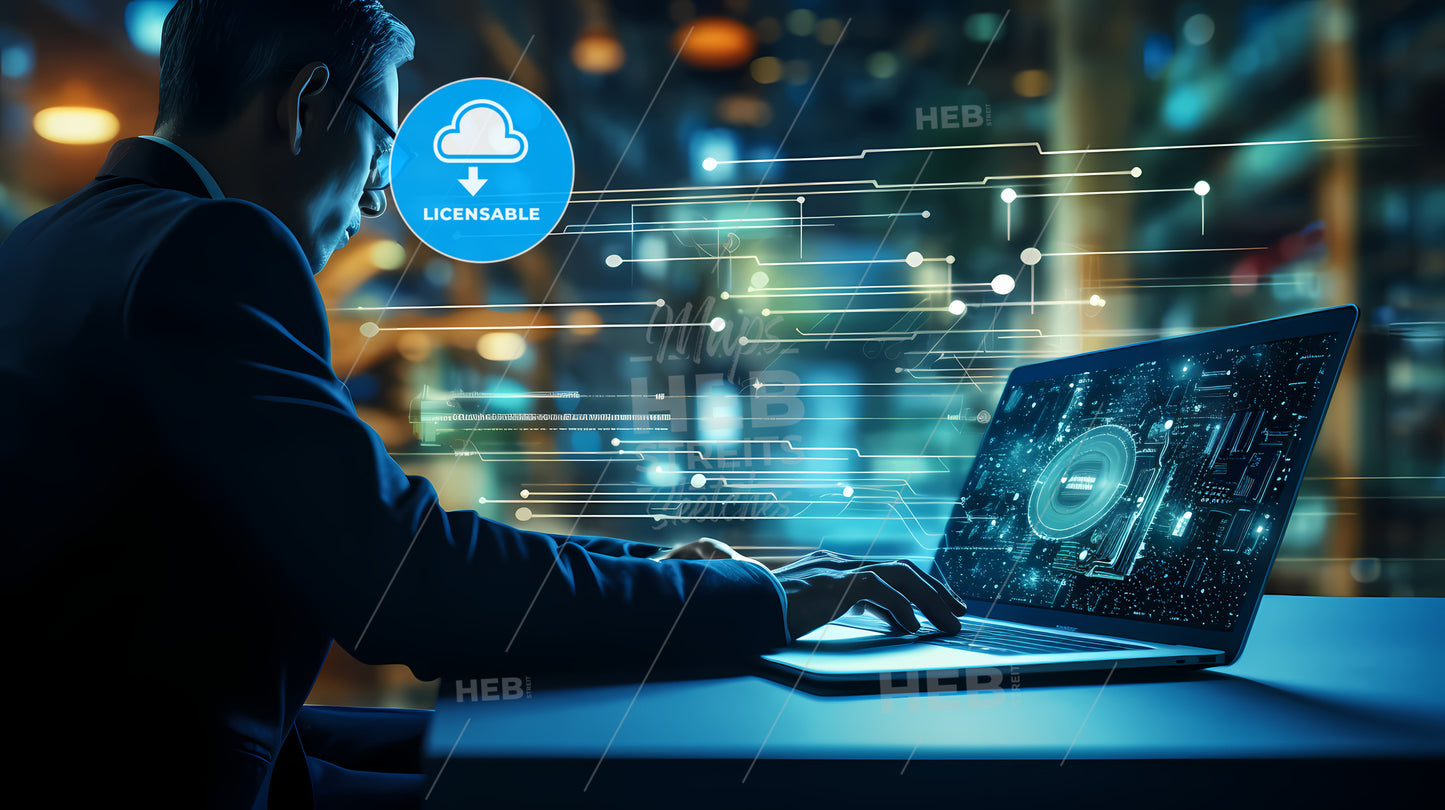 Man Working On A Laptop