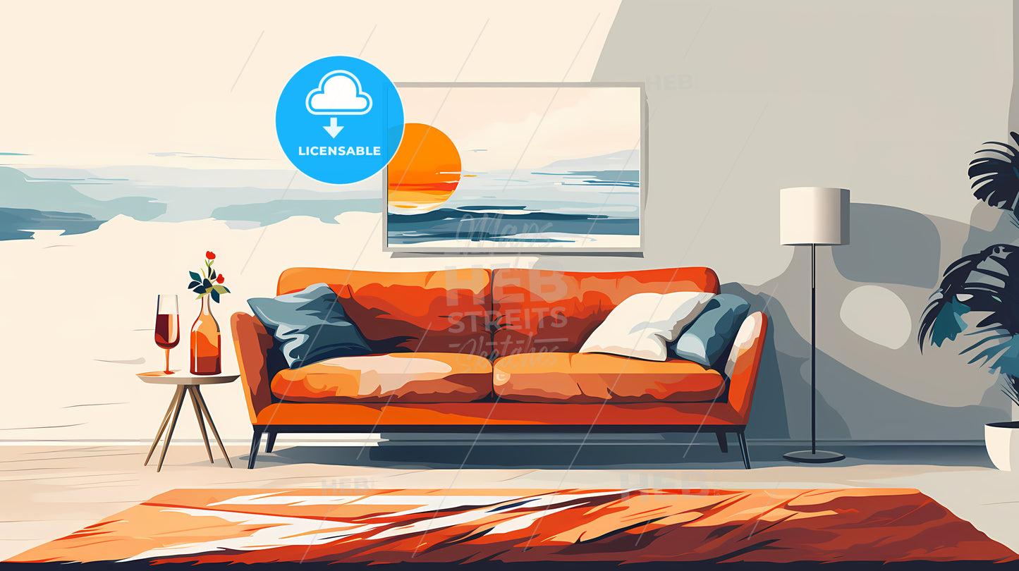 Living Room With A Couch And A Painting