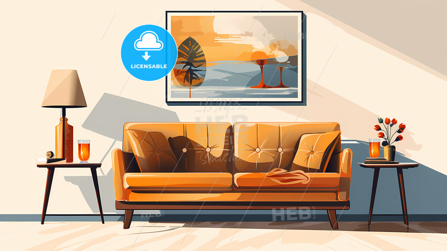 Couch And A Painting On The Wall