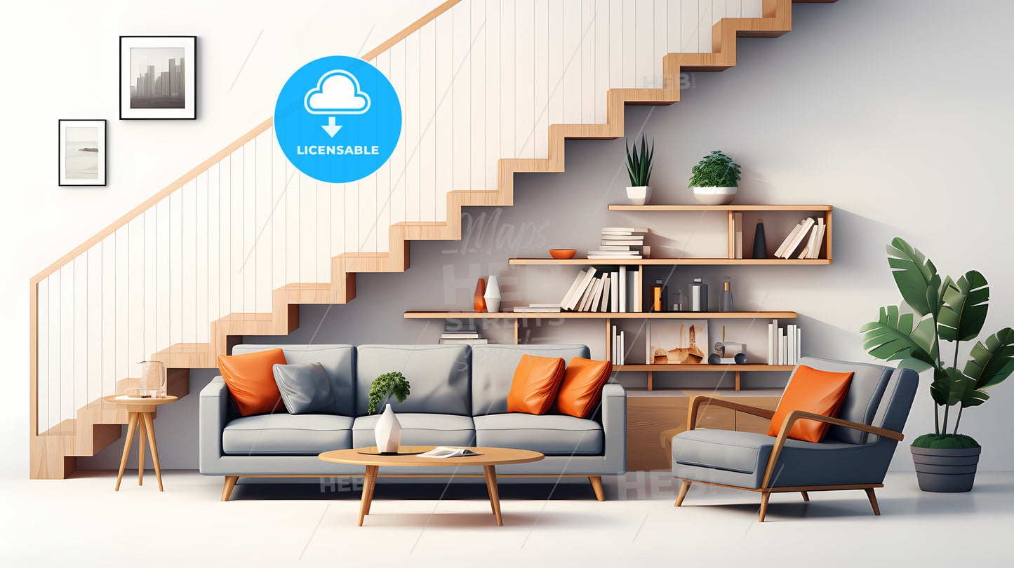 Living Room With A Couch And A Coffee Table