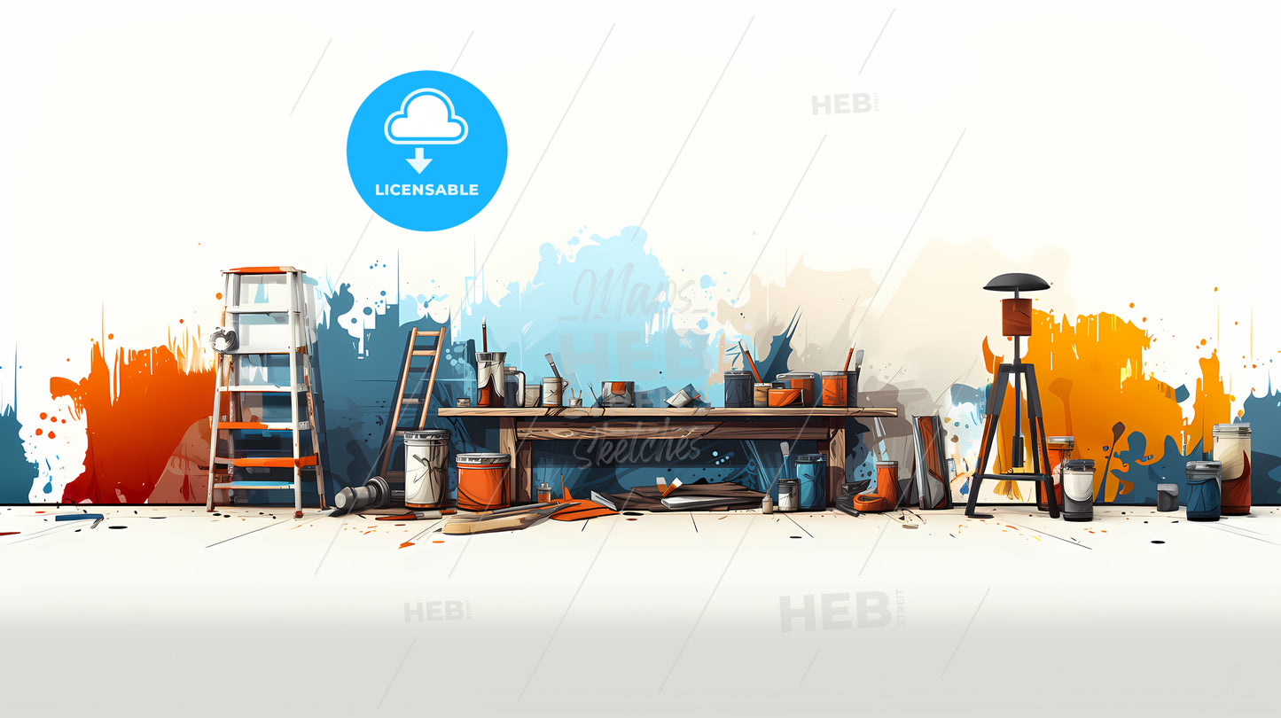 Painting Of A Room With Paint Splatters