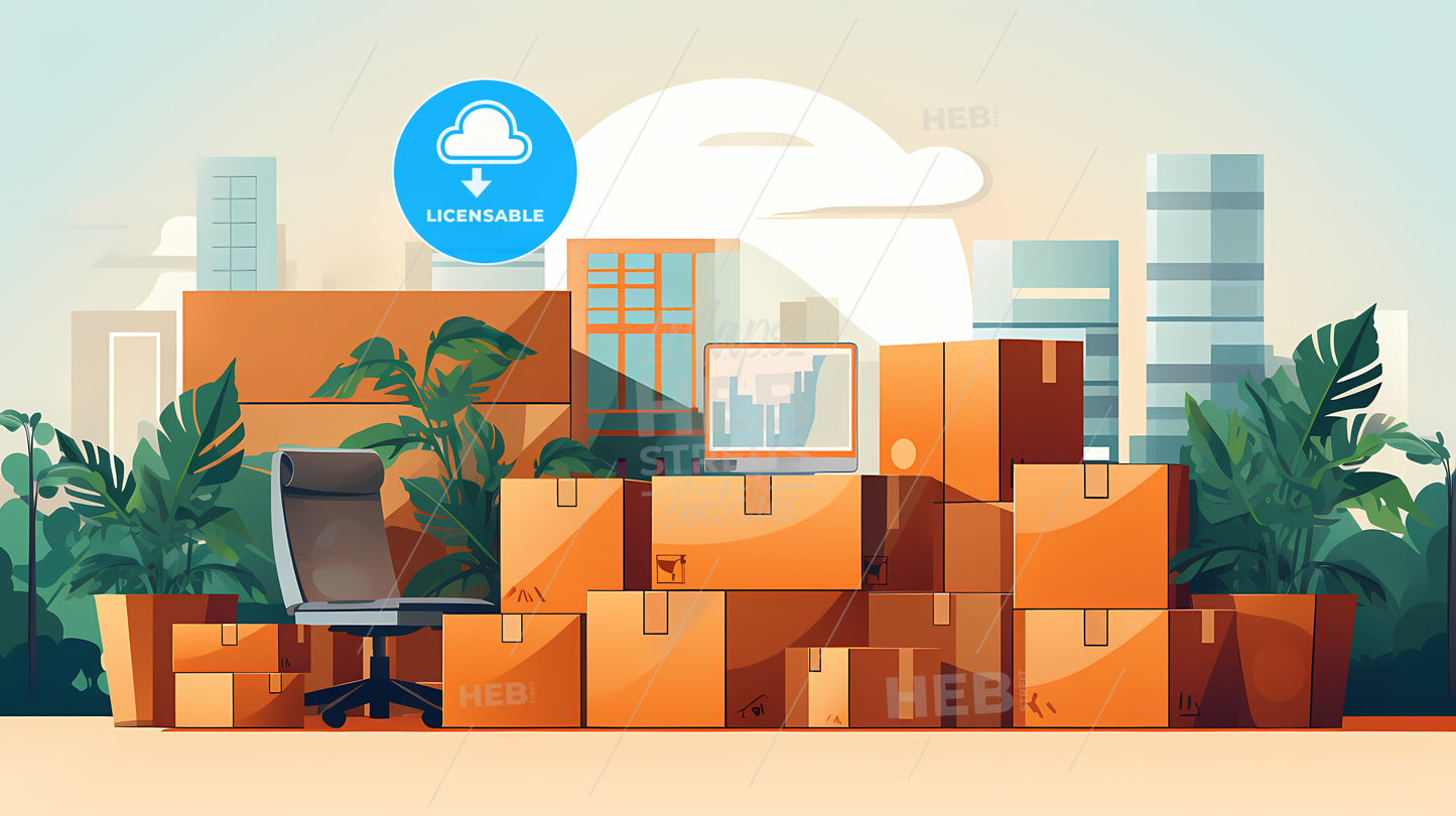 Group Of Boxes And A Chair