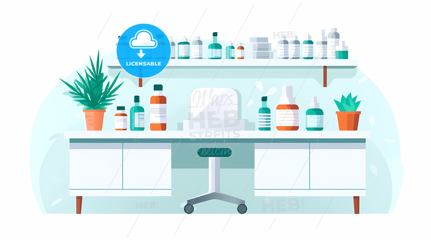 Shelf With Bottles And Plants On It