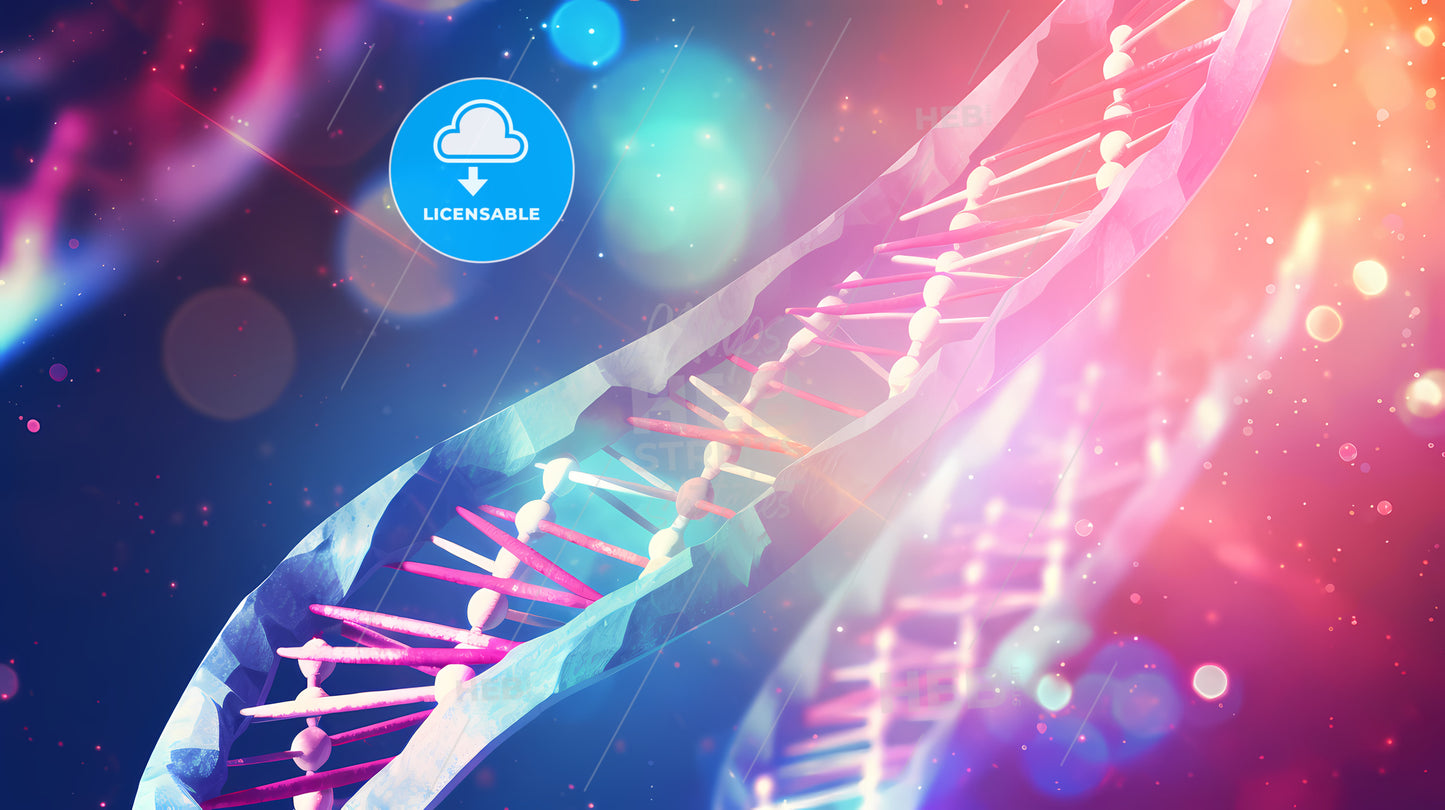 Dna Strand With Colorful Lights