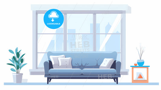 Blue Couch In Front Of A Window