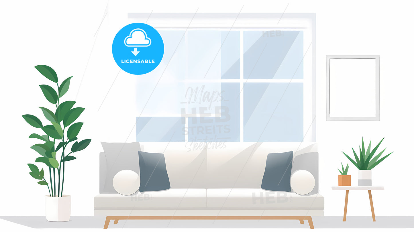 White Couch With Pillows In Front Of A Window