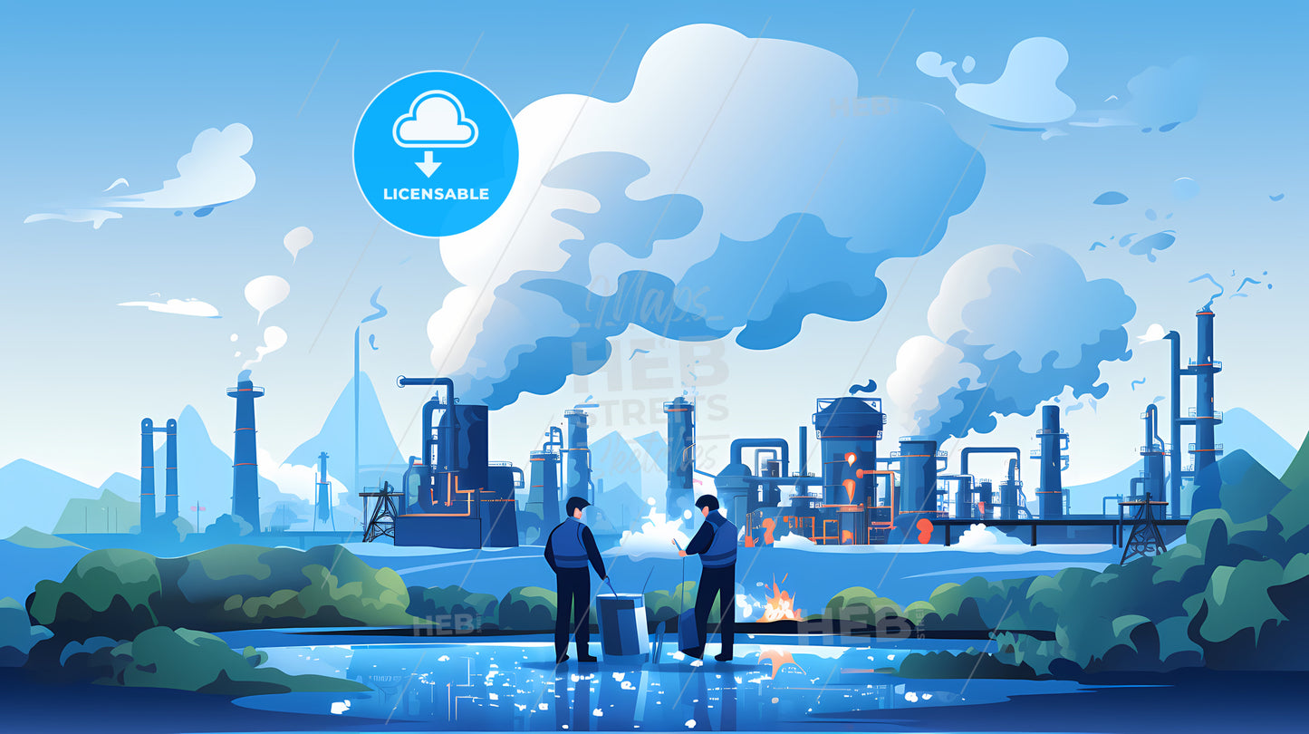 Two Men Standing In Water With Smoke Coming Out Of Them