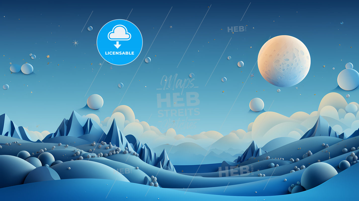 Landscape With Mountains And Moon