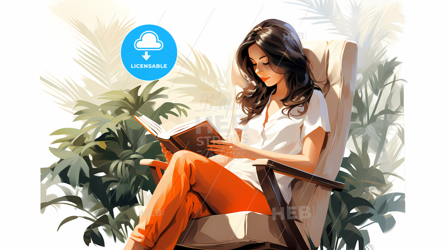 Woman Sitting In A Chair Reading A Book