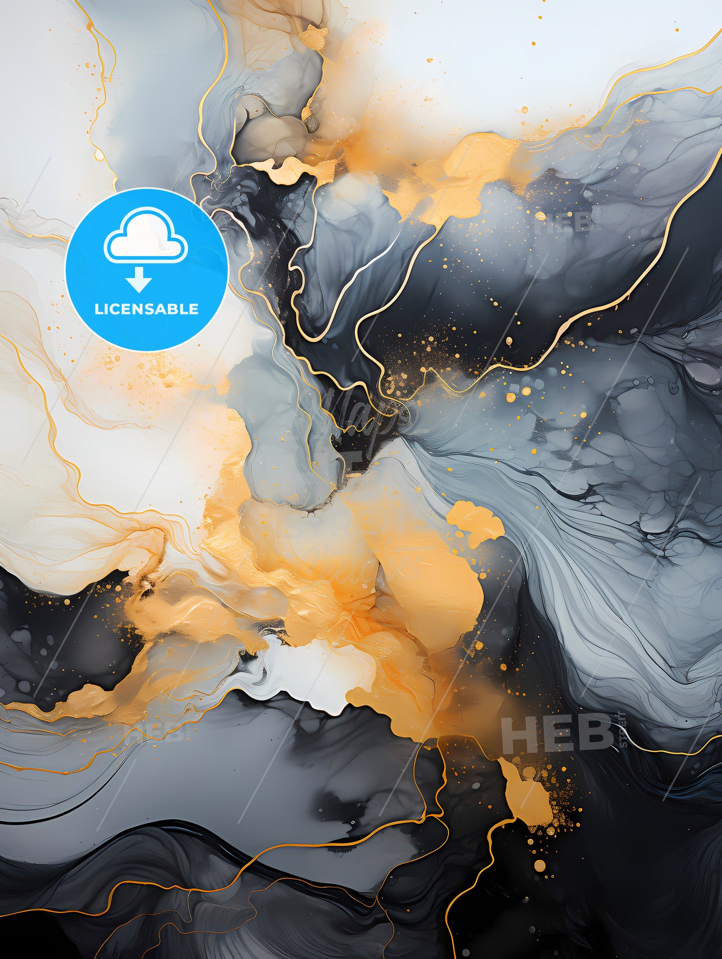 Black And Gold Marbled Art