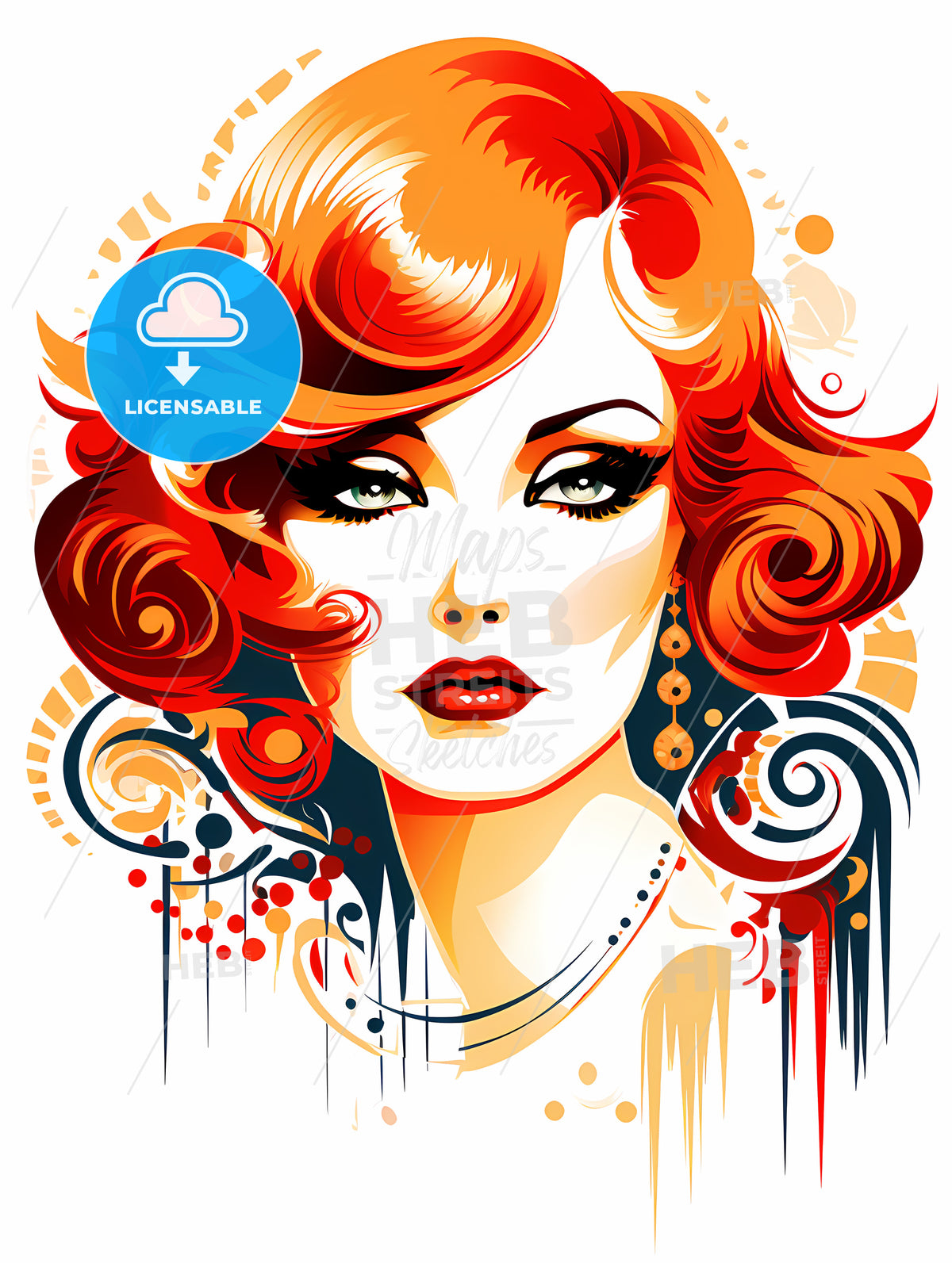 Woman With Red Hair And Makeup