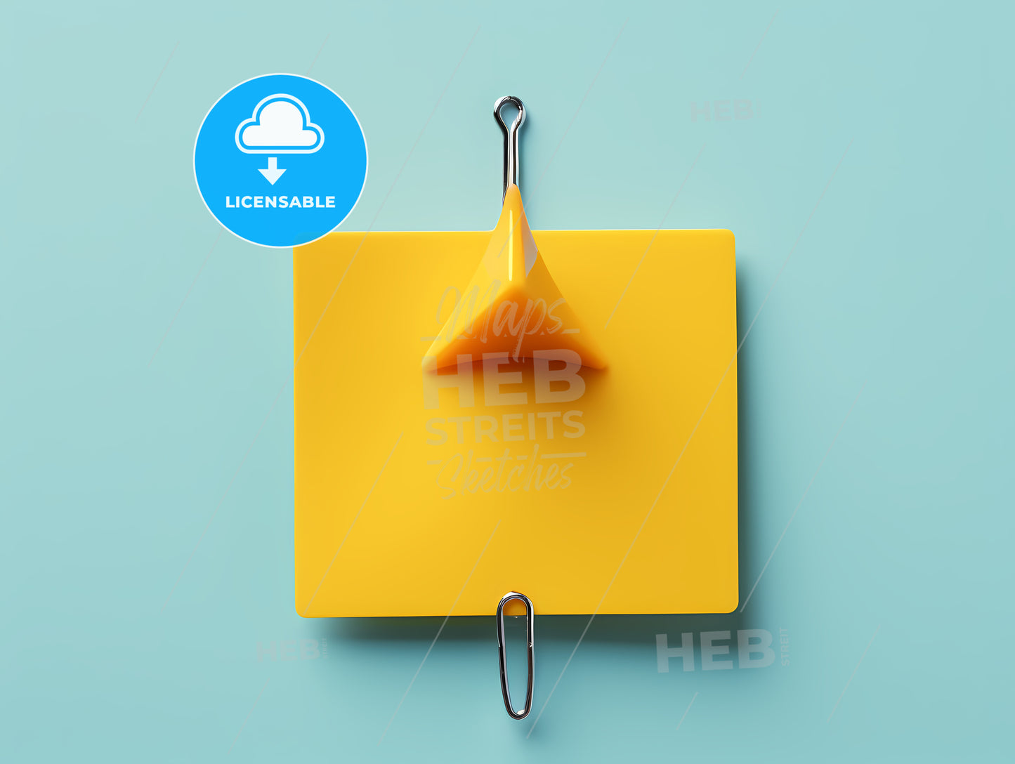 Yellow Square With A Paper Clip