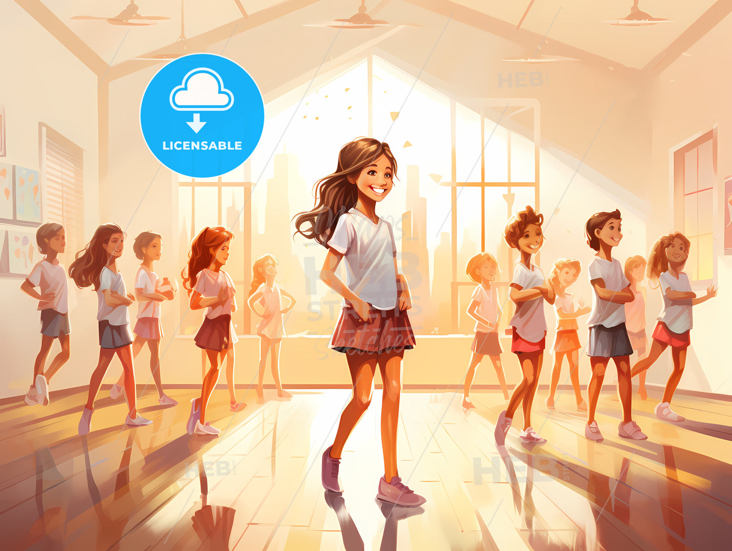 Group Of Girls In A Dance Class