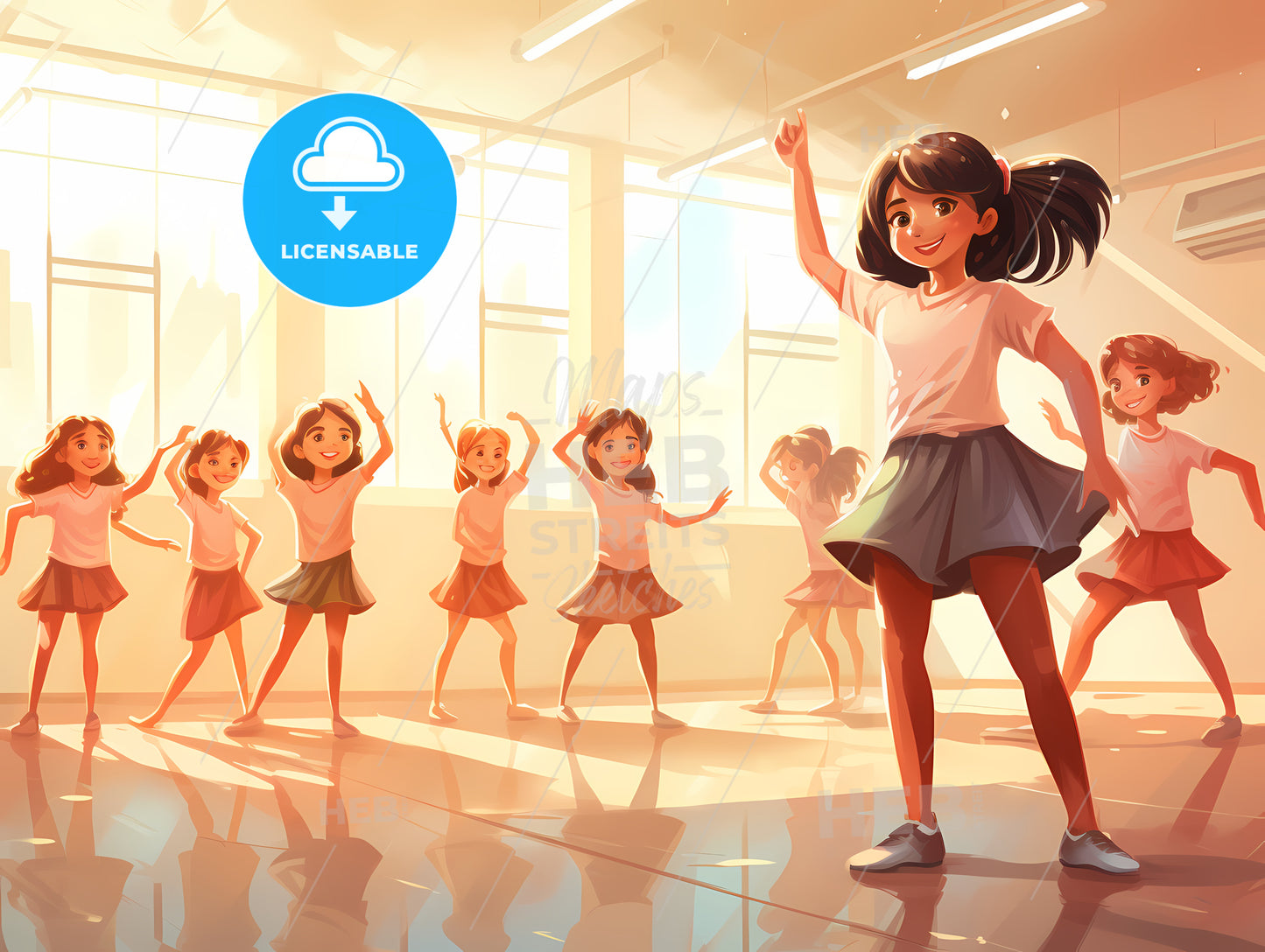 Group Of Girls Dancing In A Room