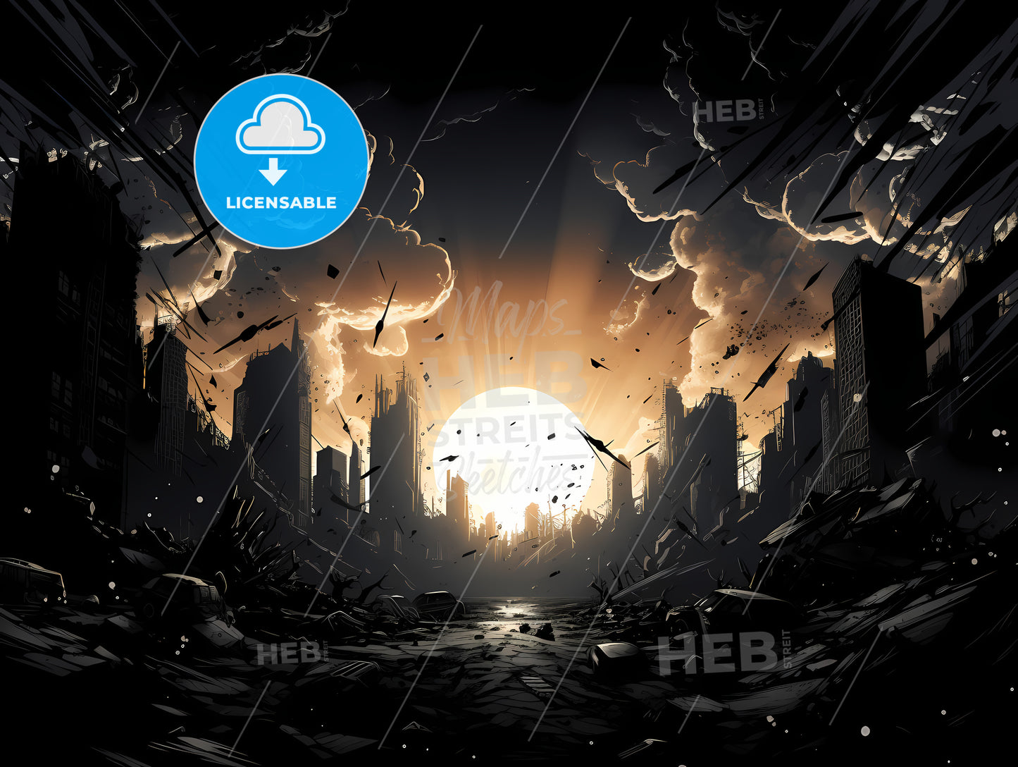 City With A Sun In The Background