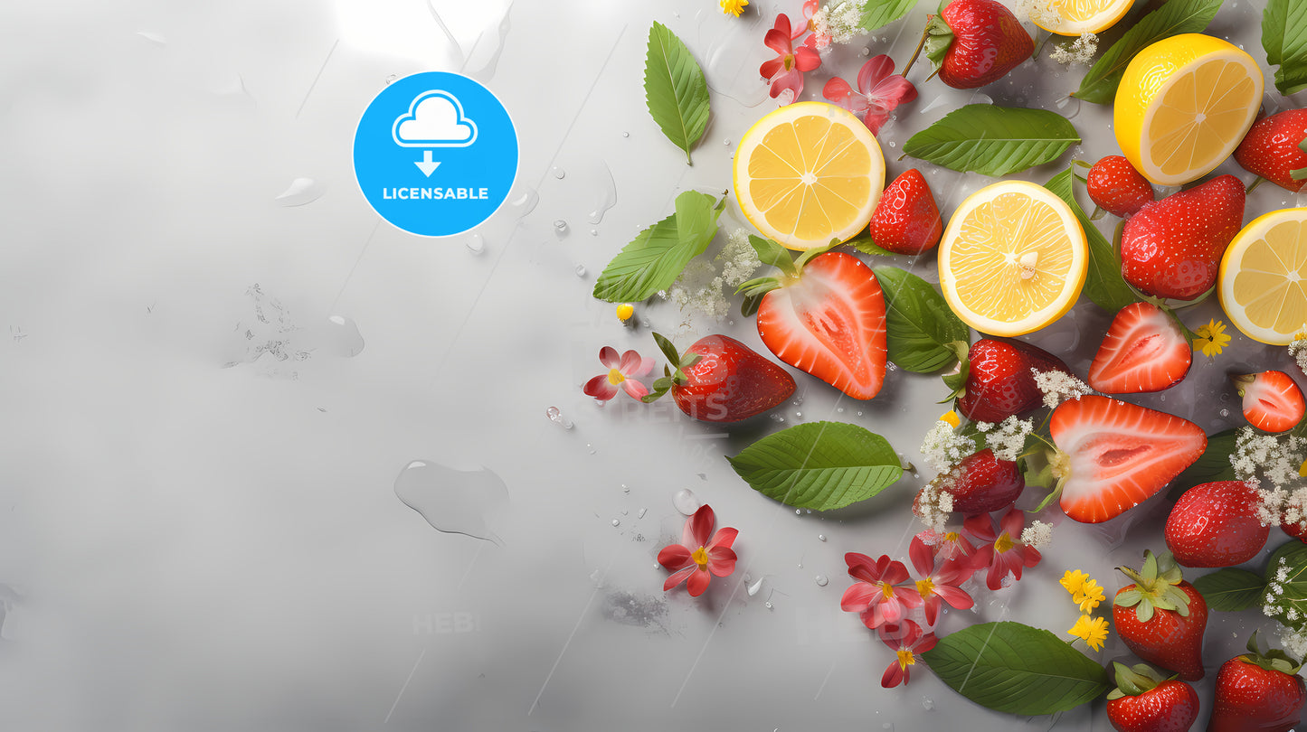 Group Of Fruits And Flowers