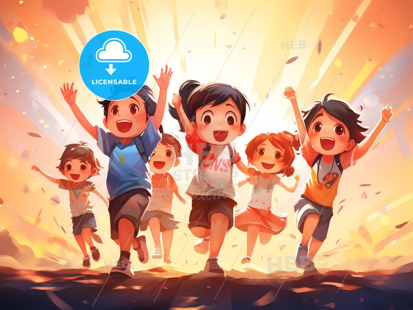 Group Of Kids Running