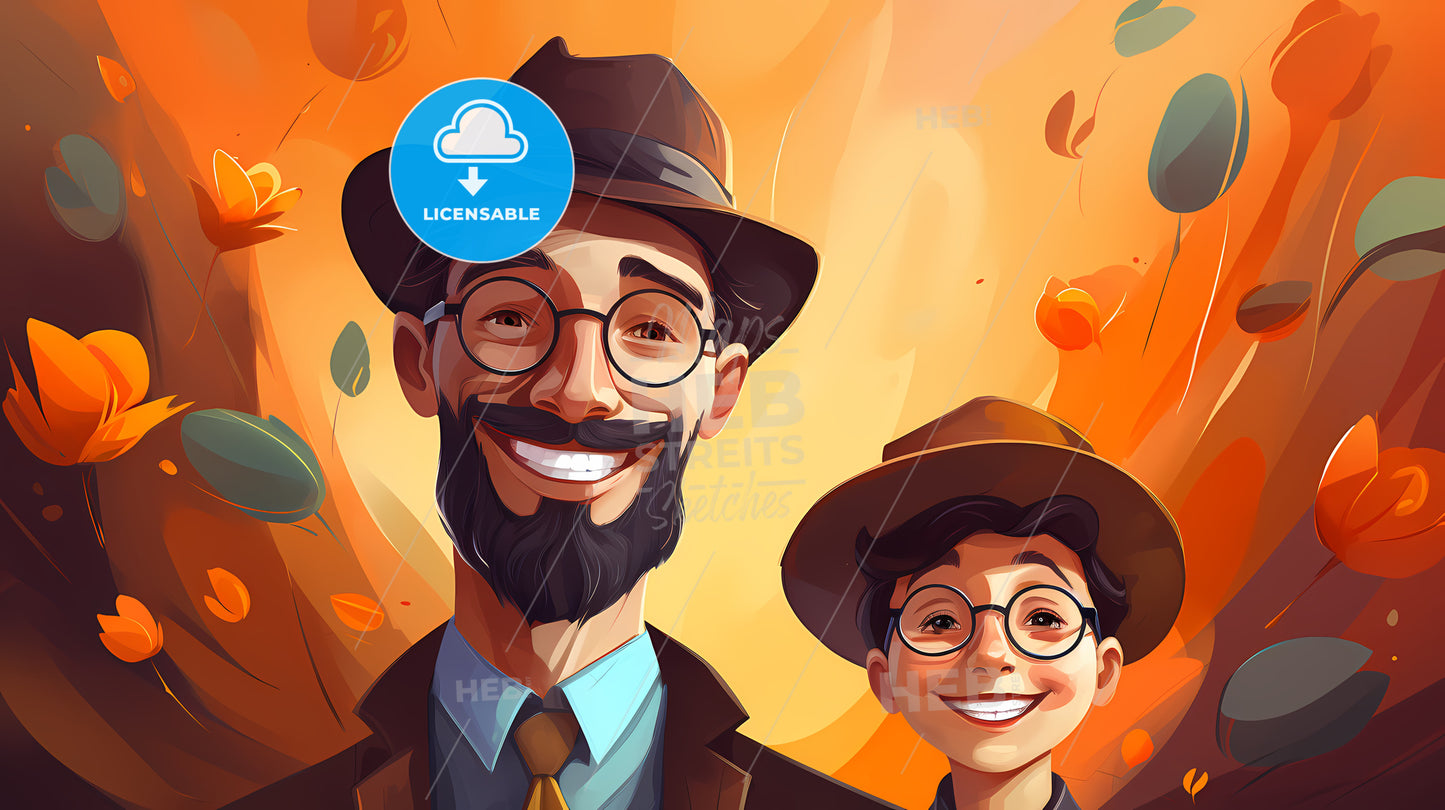 Cartoon Of A Man And A Boy