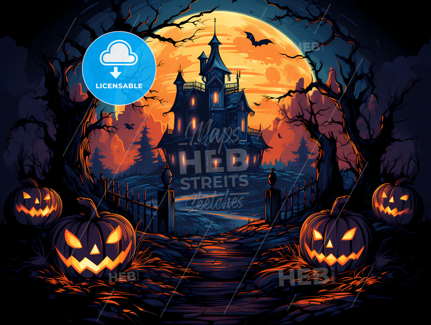 Pumpkins And A Castle