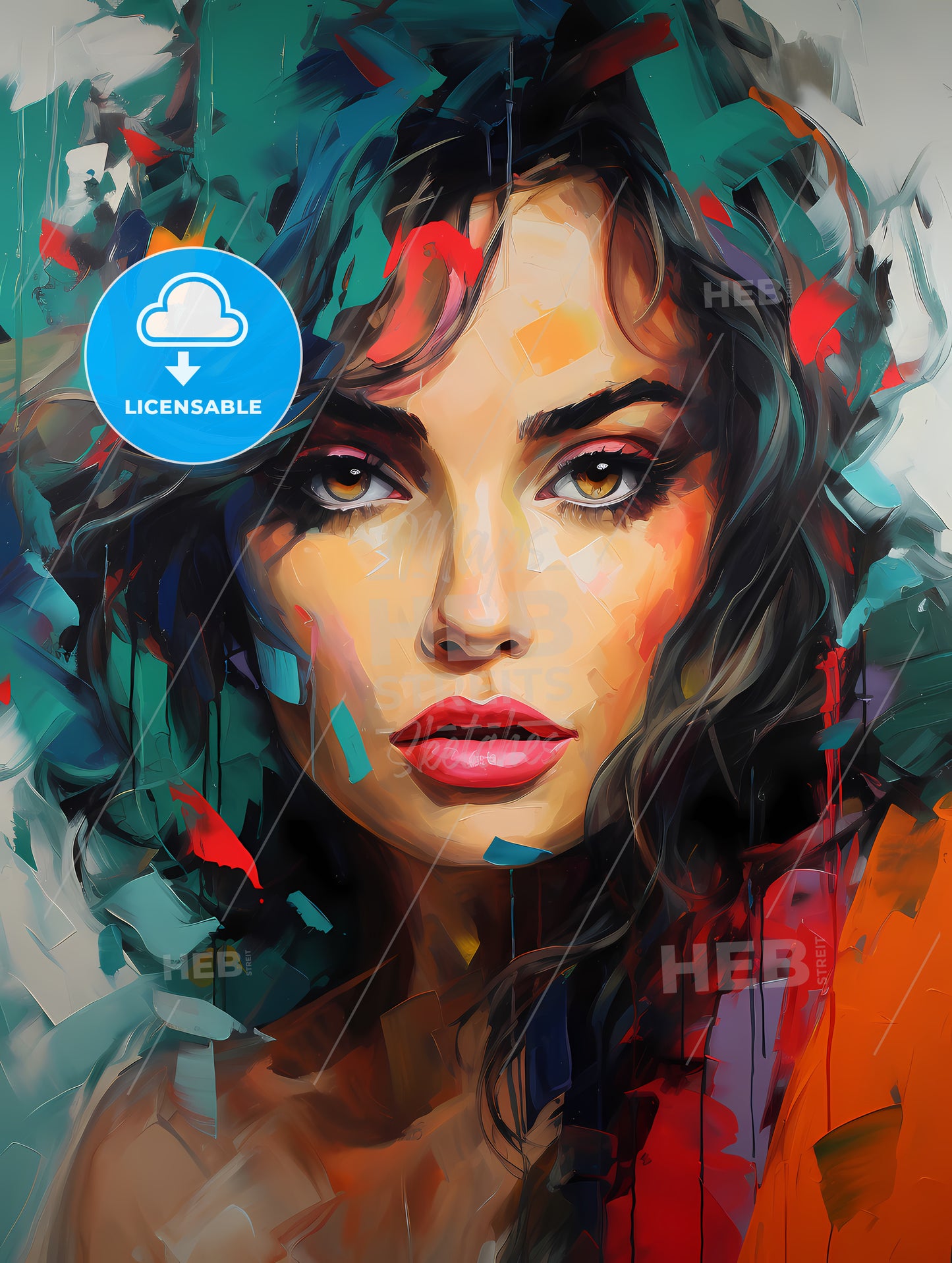 Painting Of A Woman With Colorful Paint On Her Face